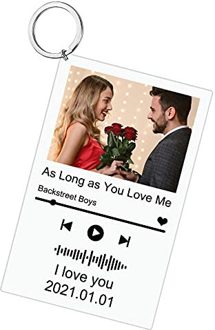 Porte-clés Personnalisé Spotify Verre Acrylique Musique Plaque Cadre Photo Cadeau