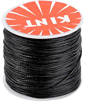 Cheriswelry Cordoncino rotondo in poliestere cerato, 70 m, filo per pelle, 0,6 mm, per perline con rocchetto, per gioielli fai da te, macramè, nero