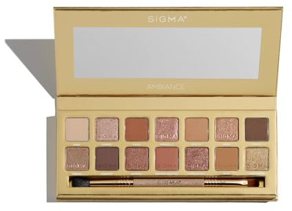 Sigma Beauty Ambiance Lidschatten-Palette – 14 Lidschattenfarben in matten, schimmernden und metallischen Finishes – Hochpigmentierte, vegane Eye-Make-up-Palette – Saubere Beauty-Produkte