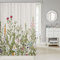 Homewish Botanische Grenze Kräuter Duschvorhänge Grüner Eukalyptus Stoff Duschvorhang, Aquarell Blumenmuster Bad Vorhang Stall Wildblume Bad Vorhang Vintage Gravur Vorhang Grüner Zweig, 180x210 (BxL)
