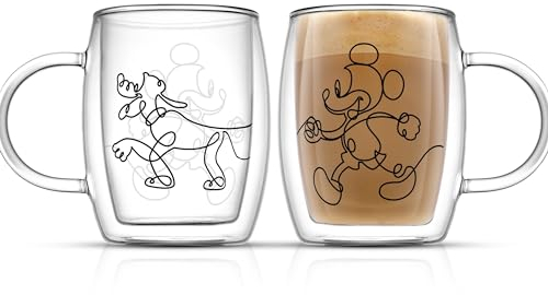 Disney Mickey and Pluto Aroma Glass Mugs - 5.4 oz