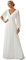 Ever-Pretty Women's Elegant A-Line Deep V-Neck Appliques Pleated Long Sleeve Bridesmaid Dress Cream 18UK