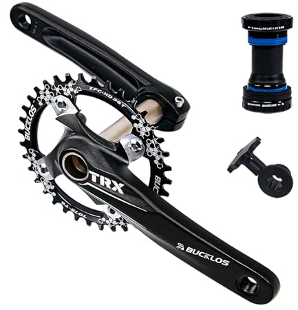 BUCKLOS IXF 104 BCD 30T-38T 170MM Mountain Bike Crankset, Hollow Integrated MTB Crank Set, Aluminum Alloy Crankset Round Oval Narrow Wide Chainring with Bottom Bracket Bolts Fit Shimano/FSA Gaint