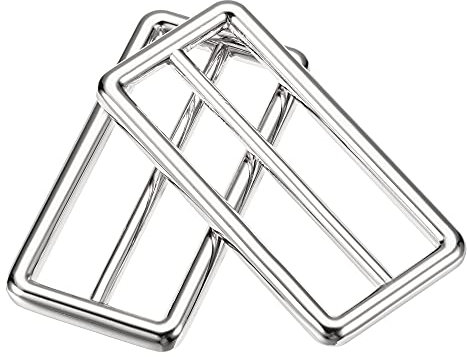 sourcing map Metall Gürtelschnalle 50mm, 4 Pcs Silber Leiterschnalle Zinklegierung Schiebeschnalle Taschenzubehör zum Nähen für Handtaschen, Geldbeutel, Rucksack Reparatur