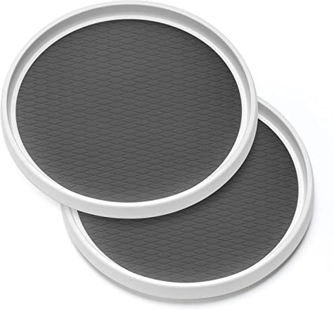 2 Pack, 12-Inch Non-Skid Lazy Susan Organizers - Turntable Rack for Pantry Organization and Storage, Kitchen, Fridge, Cabinets, Bathroom Makeup Vanity Countertop, Under Sink Organizing, Spice Rack