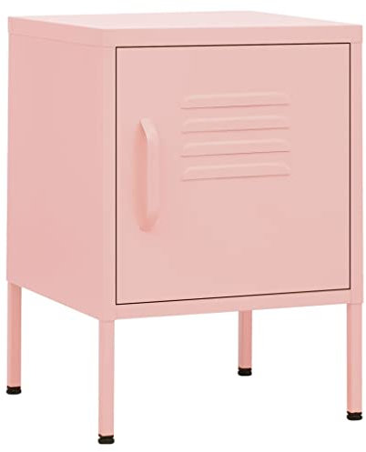 vidaXL Table de Chevet Table de Nuit Armoire de Chevet Armoire de Lit Meuble de Rangement Chambre à Coucher Intérieur Rose 35x35x51 cm Acier