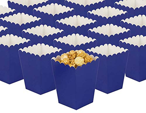 GAKA FAVOR 24 Stück Popcorn Boxen,Popcorntüten Marineblau,Popcorn Tüten Marineblau,Pappe für Snacks Süßigkeitenbehälter Partytüten für Filmabend Kino Snack Retro Party Geburtstag Hochzeit Geschenk
