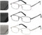 Hubeye 3er-Pack Lesebrille Herren Rechteck Rahmen Metall Edelstahl Material Federscharniere Blaulicht Blockierende Computer Lesebrille mit Brillenholster +3.00