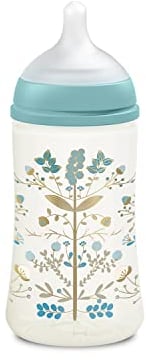 SUAVINEX Flasche 270 ml Gold Edition + 3 Monate, mit physiologischem Sauger Sx Pro Silikon, Größe M, Hellblau