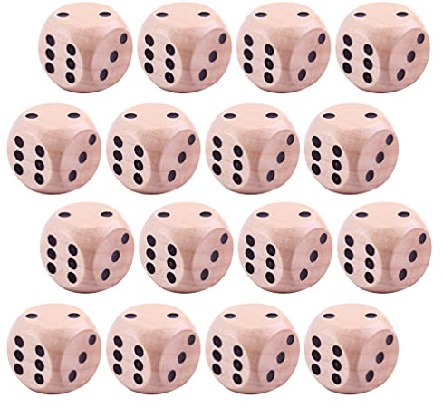 STOBOK 30 Stück 16 Mm Spielwürfel Sechsseitige Würfel aus Holz mit Runden Ecken Punkt Standard- Spielwürfel für Brettspiele Klassenzimmer Matheunterricht Würfelspiele