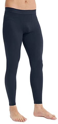 Pantalon thermique long pour homme - Pantalon de fitness - Pour la transpiration et les collants - Haute séchage et leggings - Élasticité - Handball, Marine, S