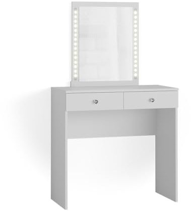 Vicco Schminktisch Elara, Kosmetiktisch mit Spiegel, Grau/Eiche, 80 cm mit LED Beleuchtung