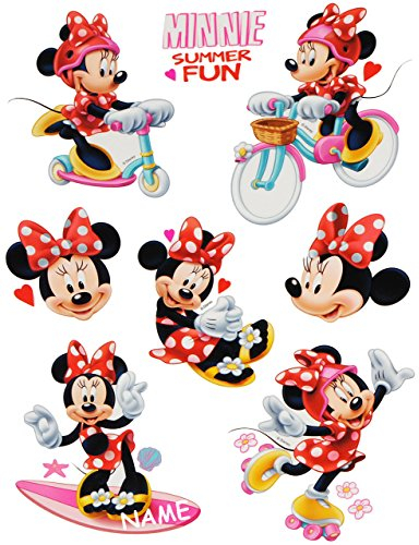 alles-meine.de GmbH 8 TLG. Set Fensterbilder - Minnie Mouse - incl. Name - Sticker Fenstersticker Aufkleber - statisch haftend/selbstklebend + wiederverwendbar - Fensterb..