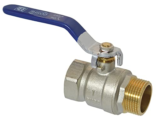 GOSHE Grand Premium-Kugelhahn mit Griff, Messing, 1-Gewinde, Wasser- und Heizungsinstallation, dicht schließend, Stahlgriff mit PVC-Beschichtung, Innen-/Außengewinde, einfache Installation