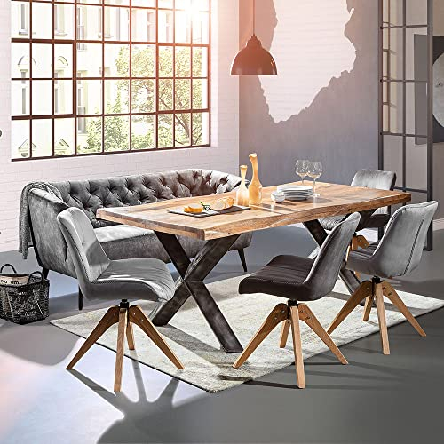 Lomadox Sitzgruppe Esszimmer mit Couch inkl. 4 Stühle und 240 cm Esstisch mit Massiv Tischholzplatte