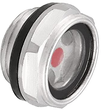 M METERXITY Plástico Aceite Nivel Mirilla Vidrio con Junta Tórica - Aire Compresor Accesorios Comprobar la Bomba Aceite Nivel, Aplicar a Tanque (20mm Diámetro, Transparente, Rojo)