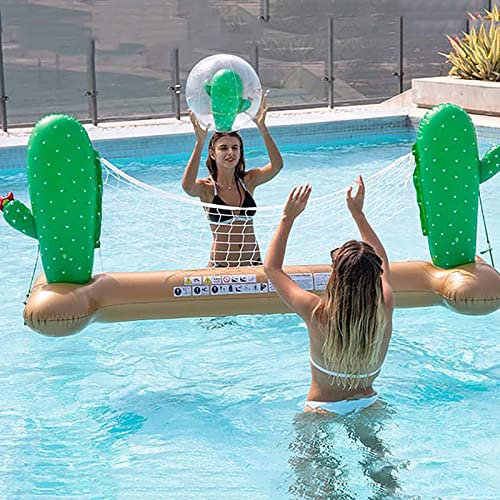 BTAISYDE Set di Gioco di Pallavolo Gonfiabile della Piscina, Rete di Pallavolo Galleggiante del Cactus per la Piscina, Festa Estiva del Gioco di Pallavolo della Piscina