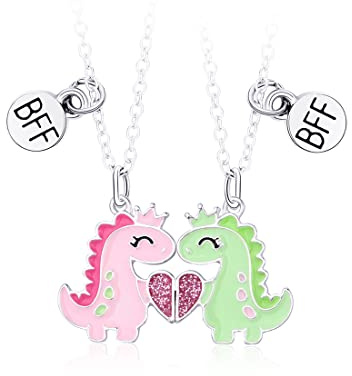 LICHUANUK Dinosaurier-Freundschaftsketten, 2 Halsketten für beste Freunde, passende BFF-Halsketten, Freundschaftsgeschenke für Frauen, Geburtstagsgeschenke für Mädchen, Kinder, Frauen