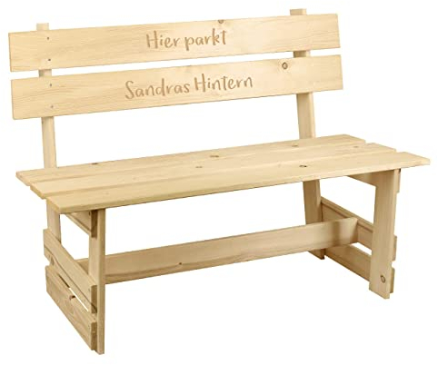 Herz & Heim® Sitzbank aus Holz / 110 cm x 47 cm Sitzfläche/mit persönlicher Gravur für Verschiedene Anlässe/Geschenkidee 2 Zeilen Wunschtext