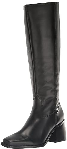 Vince Camuto Women's Sangeti Stacked Heel Knee High Boot Fashion, Black Leather, 12