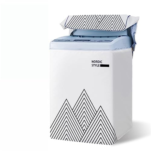 Odot Housse de Protection pour Machine à Laver Chargement par Le Haut, Couvre-Machine Protecteur Anti-Poussière Couverture pour Machine Sèche-Linge et Lave-Linge (XL,Montagne Blanche)