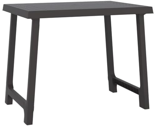 vidaXL Campingtisch, Rechteckig Beistelltisch mit Schirmloch, Gartentisch Tisch mit Holzoptik, Couchtisch Picknicktisch Gartenmöbel, Anthrazit PP