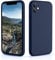 CALOOP Slim-Fit for iPhone 11 Case,Skin Soft Liquid Silicone,Sturdy Hard Frame Shockproof Cover with Anti-Scratch Microfiber Lining,Full Protection for Screen and Lens,6.1 inch(Navy Blue)