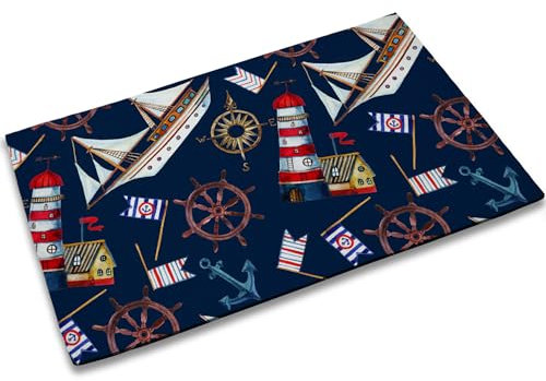 TUBAMQ Anchor Door Mat Outdoor,Nautical Theme Doormat,Welcome Mat for Entrance Home Farmhouse Decor,Rustic Yard Decorative Floor Mat for Home Front Door Indoor(30x17)
