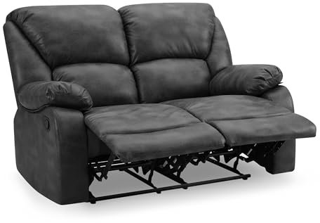 Home Detail Recliner Sofa & Armchair - 2 & 3 Seater, Small Couch in Faux Leather - Black, Brown or Dark Grey