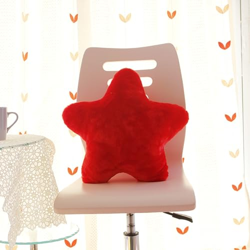 Herfair Kuschelkissen Kinder Sternkissen Plüsch Kissen Dekokissen für Kinderzimmer Schlafzimmer Deko Weiche Flauschige Sternform Zierkissen Sofakissen 40CM (Rot)