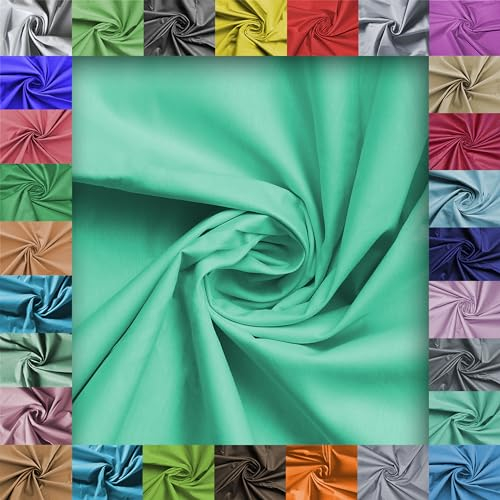 Stoff Virginia Tex, Meterware, Baumwollstoff 100%, große Breite 240 cm, Baumwollstoff 100% Oeko -Tex Standard 100 Unifarben zum Nähen (Mint 37, 100 cm)
