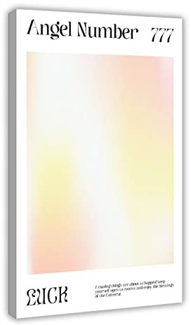 Engelszahlen 777 Luck with Aura, ästhetischer Farbverlauf, Grafik-Poster, Leinwand-Poster, Schlafzimmer-Dekor, Sportlandschaft, Büro, Raumdekoration, Geschenkrahmen, 50 x 75 cm