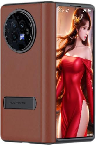 Étui en Cuir pour Vivo X Fold3 Housse à Charnière en Cuir Téléphone. X Fold 3 Coque pour Téléphone Portable à Écran Pliant. Cas -Rouge