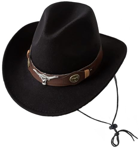 Oaygat Cowboy Hat Felt Fedora Hat Womens Western Cowboy Hats Wide Brim Cap Classic Hat Western Shapeable Durable Cowgirl Men Women Wool Felt Fedora Jazz Hats Lightweight Shapeable Black
