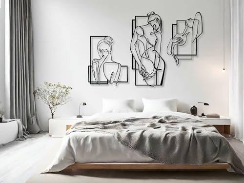 VAILLA Cuadro de pared con cuerpo femenino, arte sensual, mural de madera, decoración de pared en negro, decoración de pared para el hogar, decoración minimalista, decoración moderna (Arte sensual 1)