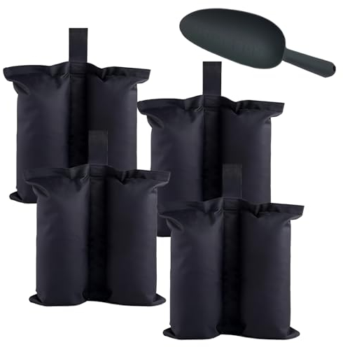 Sac Lestage Sable à Remplir pour Extérieur: 4 Pièces Coupe-Vent Sacs Sable pour Tente 34×34cm - Mâts de Tente Fixes Poids Pavillon - Camping Plage Jardin