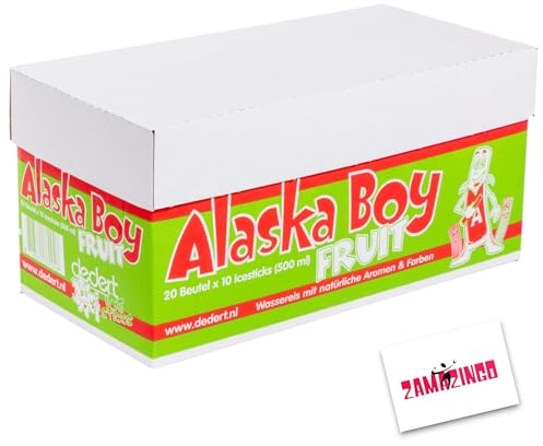Alaska Boy Wassereis Fruit | VEGAN | 10 x 50ml (20er Karton) | Stangeneis für den Sommer, Einfrieren & genießen + Zama4Zingo Karte (Fruit)