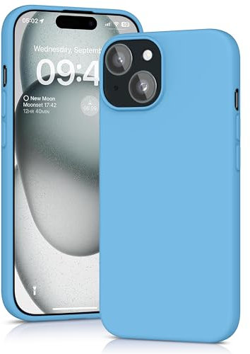 YATWIN Silicone Case for iPhone 15 Plus, Soft-Touch, Shockproof, DustProof, Antiskid Full Body Armour Phone Cover for Apple iPhone 15 Plus - Sky Blue