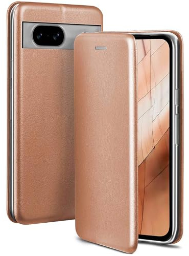 ONEFLOW Business Case für Google Pixel 8a Handyhülle klappbar mit Standfunktion, Klapphülle Flipcase Cover Dünn, PU Leder Hülle mit Kartenfach, 360 Grad Schutzhülle, Rosegold