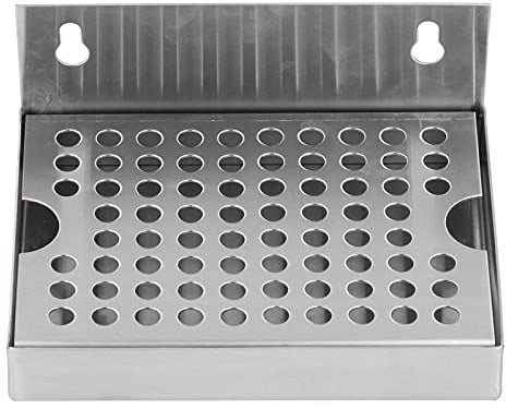 Kegerator Beer Drip Trays Wall Mounted, Stainless Steel Keg Drip Tray for Drink Dispenser Beer Tower Drip Pan for Home Bar Mini Fridge Without Screws