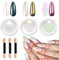 Glassy Pearl Chrome Nail Powder - LEDSUUEI White Nail Chrome Powders, Glazed Donut Aurora Chrome Powder for Nails, Ice Clear Transparent Mermaid Chrome Powder Pigment Nail Glitter: Easy DIY Deco Salon