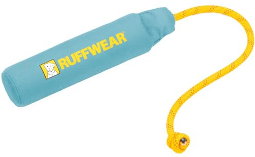 Ruffwear Lunker Floating Throw Toy - Dog Toy for Active Dogs, Strong Material with Rope Handle, Easy to Throw Tugger Game, Floats in Water, Outdoor Pet Boredom Breaker, Biolumin Blue, Medium