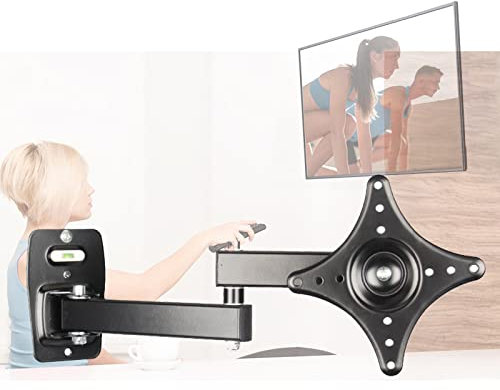 Support mural Full Motion pour téléviseurs à écran plat incurvé LED LCD de 14 à 24 avec extension articulée VESA max 100 x 100 mm