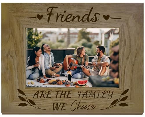 CREATCABIN Bilderrahmen Friends Aus Holz Für Präsentationsbilder 4x6 Wandmontage Brauner Druck Posterrahmenständer Für Galerie Tischplatte Gedenkgeschenk 15x20cm Friends Are The Family We Choose