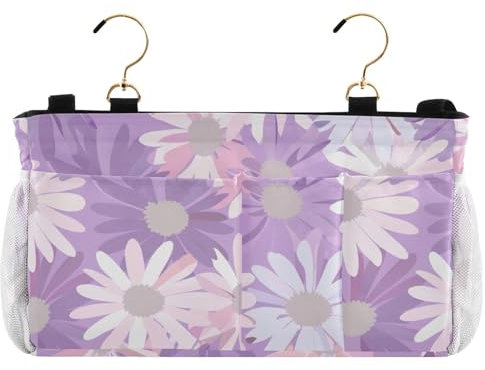 siphylline Nachttisch-Aufbewahrungskorb für Wohnheim, hängende Nachttisch-Caddy für TV-Fernbedienung, Handys, Zeitschriften, Tablets, Zubehör, weiche Pastell-Lavendelblüte