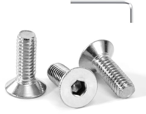 Tunejoy Vis à Tête Fraisée M4 x 12 mm Vis à Six Pans Creux en Acier Inoxydable A2 V2A à Tête Fraisée Hexagonale avec Clé Allen Filetage Complet 30 Pièces