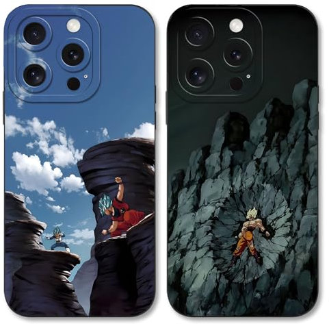 Eouine 2 Pack Phone Case For iPhone 12 mini 5.4 inch, Anime Japanese Manga Cartoon Manga Pattern Shockproof Soft Aesthetics Design Full lens Protection Cover for Children Boy Girl, Black