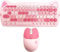 Wireless Keyboard and Mouse Combo, Cute Cat Keyboard and Mouse Set, 2.4G Cordless Computer Mice with USB Receiver for Laptop/PC/MAC (Cherry Blossom Pink)
