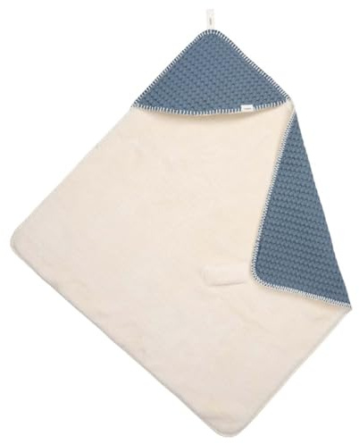 Koeka Baby Einschlagdecke - Für Babyschale - Für Wippe - Für Kinderwagen - Ideal Für Unterwegs - Mit Teddyfütter - Oslo - Waffelstoff Aus Baumwolle - Atmungsaktiv - Abwaschbar - Blau - 100x100 cm