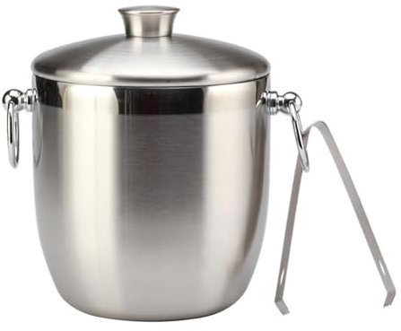 Stainless Steel Insulated Ice Bucket, 3L Double Walled Ice Bucket with Removable Lid Concealed Tong and Carry Handle for Home Bar, Restaurant, BBQ, Parties, Clubs